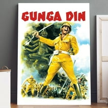 Canvas Art: Gunga Din Movie Poster Print on Canvas (12" x 16") Wall Art - High Quality, Ready to Hang - For Home Theater, Living Room, Bedroom Decor