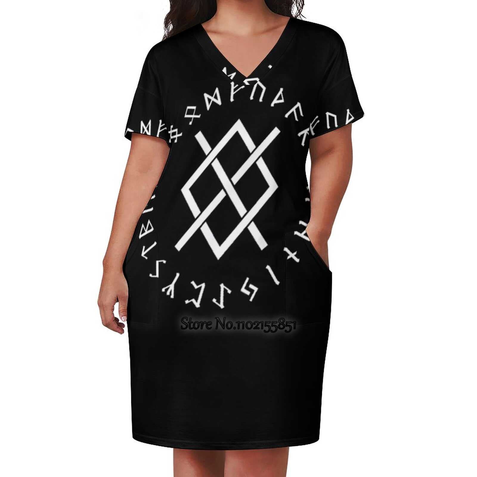 Gungnir Norse Odin Viking Elder Futhark Runes Square Neck Dress Summer ...