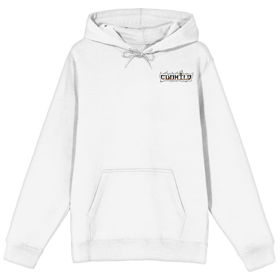 Gunhild Fire Hands Long Sleeve White Adult Hooded Sweatshirt-XXL