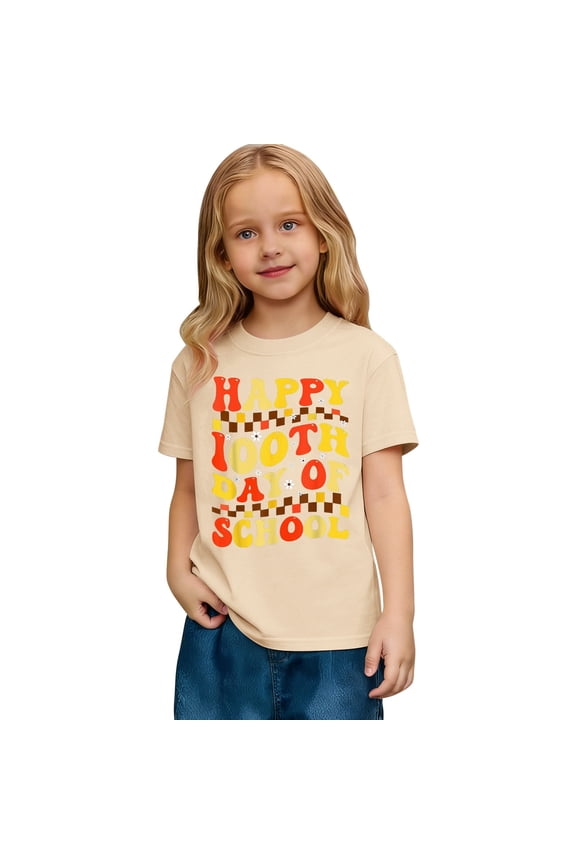100 Day Of School Shirt Kids Boys Girls Cute Graphic Tee First Day Of School Soft Short Sleeve T Shirt With Print Casual Comfortable Top Back To School Season Tshirts 2-13 Years