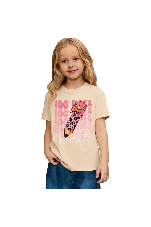 100 Day Of School Shirt Kids Boys Girls Graphic Print Short Sleeve T Shirt Back To School Casual Soft Tee Top With Cute Design Tshirts 2-13 Years
