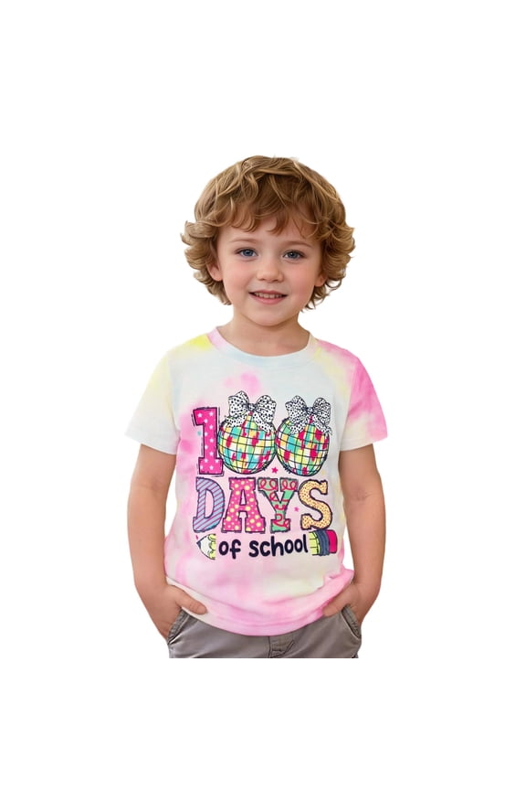 100 Days Of School Shirt Kids Boys Girls Graphic Short Sleeve Tee Shirt Back To School Soft Crewneck Casual With Cool Print Designs Tshirts Tops 2-13 Years