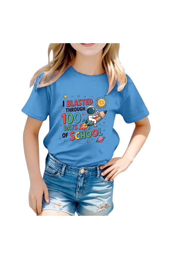 100 Days Of School Shirt Kids Boys Girls Unisex Graphic Letter Print Short Sleeve T Shirt Back To School Casual Comfortable Tee Tshirts Tops 1-13 Years