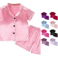 thumbnail image 1 of Gunia 2 Piece Kids Little Girl Pajamas Toddler Baby Summer Cartoon Print Button Up Short Sleeve Tops And Shorts Sets Pjs Sleepwear Red 7-8 Years, 1 of 8