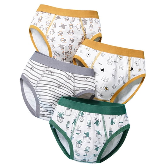 Gunia 4-Pack Little Boys Underwear Soft Cotton Kids Toddler Baby Cute Cartoon Comfortable Briefs Shorts Trunks Underpants,Size 2-8 Years