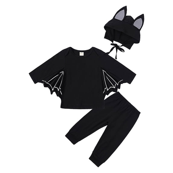 Gunia Baby Bat Outfit Boys Halloween Costume Outfit With Wing 3 Piece Set For Toddler Boys Fall Winter Party Dress Up Clothes,Size 1-7 Years
