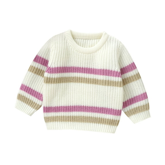 Gunia Baby Boy Sweater Size 6-9 Months Girls Striped Knit Crewneck Pullover Shirt Winter Warm Coat For Toddler Kids Leisure Streetwear