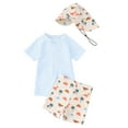 thumbnail image 1 of Gunia Baby Boy Swimsuit 3 Piece Set With Hat for Summer Beach Pool Swimming Outfit Striped Print Swim Trunks Swimwear Seaside Light Blue 2-3 Years, 1 of 6