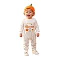 thumbnail image 1 of Gunia Baby Boys Girls Halloween Outfit Bodysuit With Cute Letter Pumpkin Embroidery Long Sleeve Romper Adorable Unisex Sleeper Outfits White 6-12 Months, 1 of 9