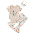 thumbnail image 1 of Gunia Baby Girl Easter Outfit Bunny Flare Pants Set Short Sleeve Romper Headband Bll Bottom Comfortable Sweet Outwear, 1 of 6