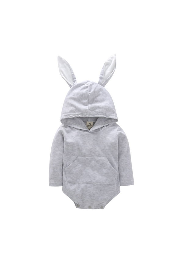 Baby Girl Easter Outfit Ear Romper Boys Rabbit 3D Infant Bunny Bodysuit With Pocket Set Comfy Girls Clothes Set Outfits 0-18 Months