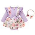 thumbnail image 1 of Gunia Baby Girl Outfit Ribbed Sleeveless Jumpsuit With Bow Detail Flared Hem Cute Bodysuit Outfit Girl Romper Clothes Set 0-18 Months, 1 of 3