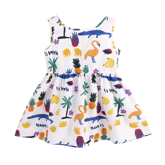Gunia Baby Girls Hawaiian Dress Toddler Kids Sleeveless Printed Animal Skirt Princess Clothes Sundress For Holiday Beach Blue Dress For Girls 6M-6Y
