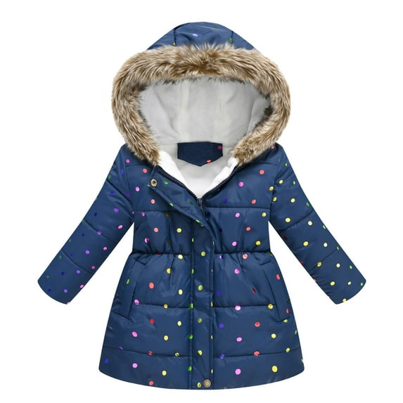 Gunia Baby Girls Jacket Coat Toddler Puffer Winter Cartoon Prints Hooded Thicken Windproof Zipper Warm Outwear Casual Loose Dailywear 7-8 Years