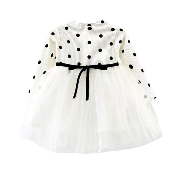 Gunia Baby Girls Spring Dresses Lace Princess Long Sleeve Party Pageant Tulle Kids Vintage Dress White Dress For Girls 6M-3Y