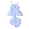 thumbnail image 1 of Gunia Baby Girls Summer Outfits Toddler Sleeveless Striped With Lace Shorts Two Piece Playwear Clothes Set 0-24 Months, 1 of 5