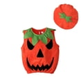 thumbnail image 1 of Gunia Baby Pumpkin Outfit Toddler Infant Girls Boys Halloween Costume Fleece Vest Tops Sets Hat 2Pcs Set,Size 0-3 Years, 1 of 9
