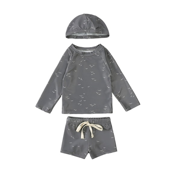 Gunia Baby Swimsuit Boy Kids Three Piece Rash Guard Swimwear Floral Swimming Suits Swim Trunk With Swimming Cap Bathing Suits For Beach Pool 6M-7Y