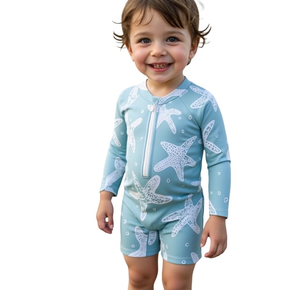 Gunia Baby Swimsuit Boy Print Swimwear With Rash Guard Swim Trunks Kids Summer Party Bathing Suits For Beach Pool 9M-3Y
