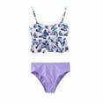 thumbnail image 1 of Gunia Swimsuit For Girls Butterfly Print Suit Summer Suspender Pleated Top Shorts Suit 2 Piece Stylish Beachwear, 1 of 6