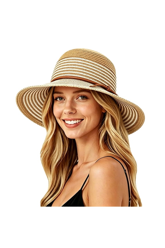 Beach Hats Women Summer Hiking Lightweight Breathable Cowboy Straw Sunhat With Drawstring Fashion Wear Outdoor Ladies Women Trendy Cap Beige