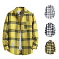 thumbnail image 1 of Gunia Big And Tall Shirts For Men Button Down Casual Printed Shirt Autumn Winter Long Sleeved Single Lapel Plaid Shirt Tops Mens T Shirt Gold 3Xl, 1 of 3