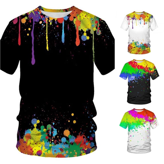 Gunia Big And Tall T Shirts For Men 3D Graphic Novelty Printed Short Sleeve T Shirts Casual Graphics Tees Tops Mens T Shirt Black Xl