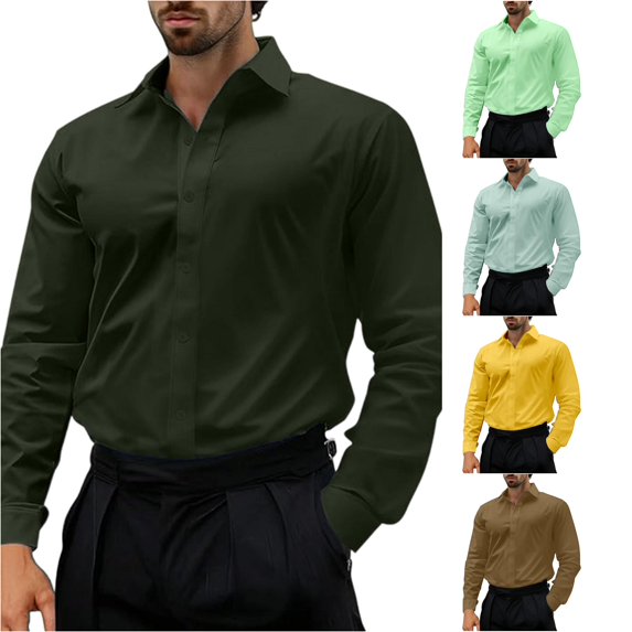 Gunia Big And Tall T Shirts For Men Dress Shirt Classic Fit Business Casual Formal Comfortable Stretch Tops Mens Tshirts Dark Green 3Xl