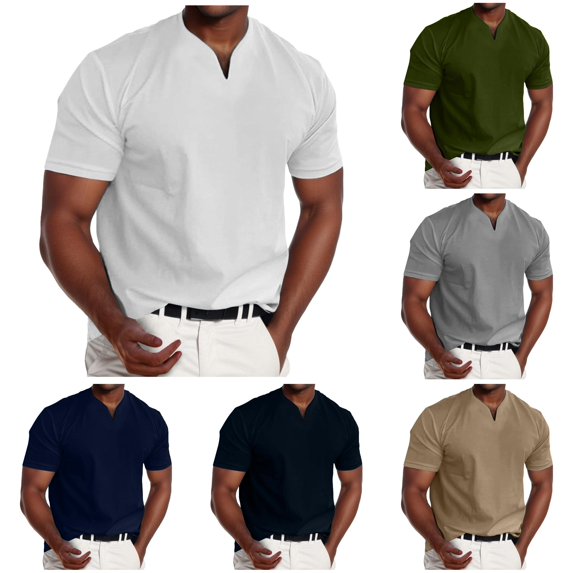 Gunia Big And Tall T Shirts For Men Muscle V Neck Shirts Slim Fit Shirt Short Sleeve T Shirts Casual Tee Tops Mens Shirts White 4Xl