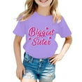 thumbnail image 1 of Gunia Big Sister Shirts for Girls Children Fashionable Casual Letter Round Neck Short Sleeved T Shirt Top,Purple 1-2 Years, 1 of 3