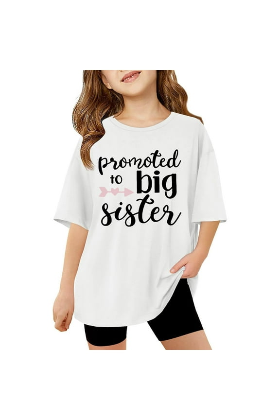 Big Sister Shirts for Girls Tops Toddler T Shirt Going To Be Big Sis Short Sleeve Tees Birth Announcement 3-14 Years,White 9-10 Years