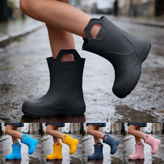 Gunia Boy Girl Rain Boots Lightweight Kids Toddlers Preschoolers Easy On Mid Calf Boots Weather Gear Rainboots