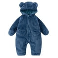 thumbnail image 1 of Gunia Boy Pajamas Sleepsuit Winter Warm Hooded With Bear Design Soft Cozy Set Infants 0-12 Months Boys Sleepwear,Blue 9-12 Months, 1 of 3