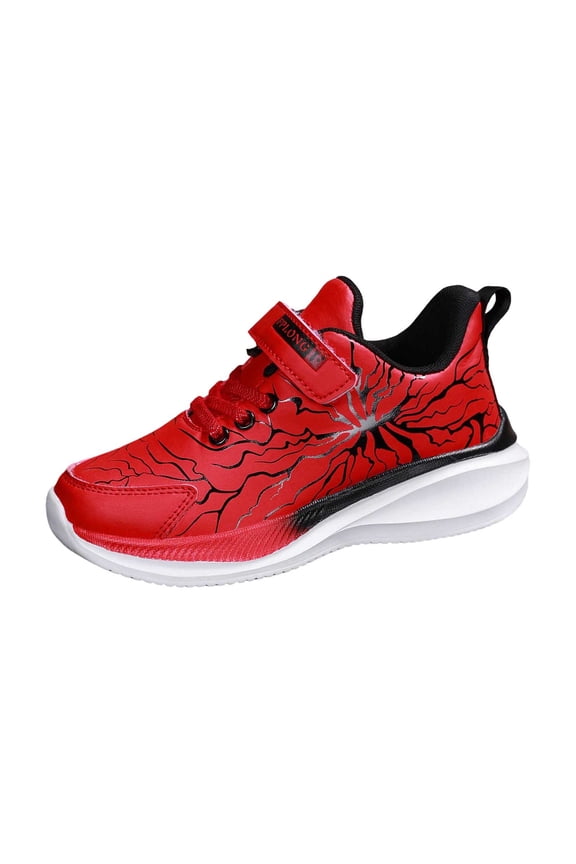 Boy Sneakers Stylish Athletic Shoes With Closure Outdoors Red Running Shoes