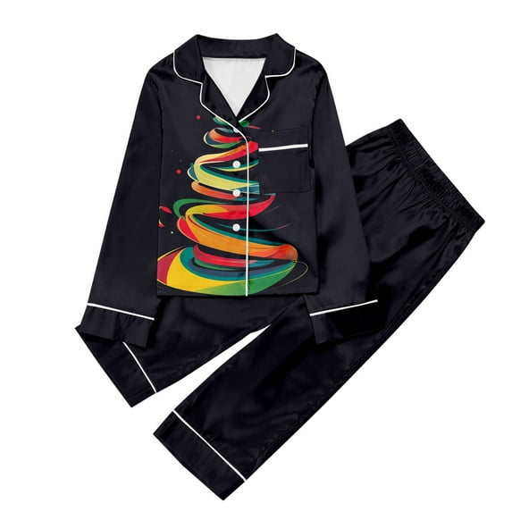 Gunia Boys Christmas Pajamas Size 13-14 Years Cartoon Print Long Sleeve Trousers Cardigan Two Piece Sets Soft And Skin-Friendly Sleepwear