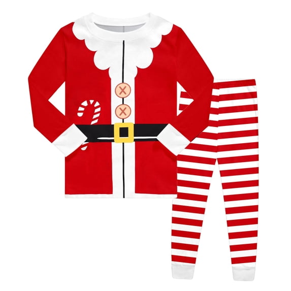 Gunia Boys Girls Christmas Pajamas Kids Cotton Santa Claus Long Sleeve Crewneck Top And Pants Festive Family 2 Piece Xmas Pjs Holiday Party Loungewear