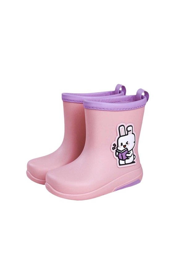 Boys Girls Rain Boots Stylish Kids Rubber Shoes Cartoon Print Outdoor Play Rain Boots
