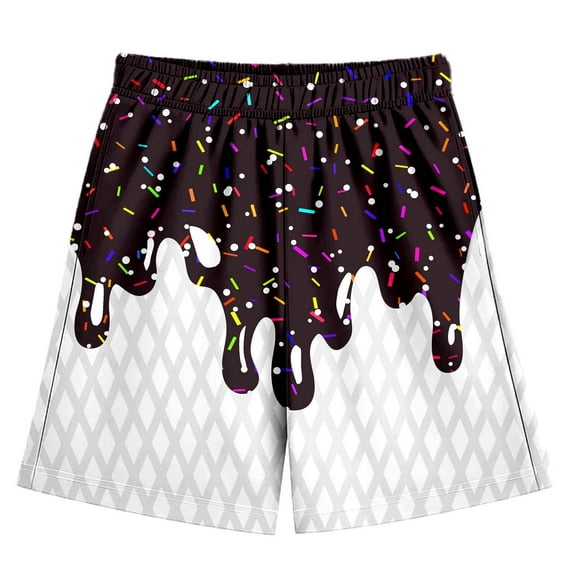 Gunia Boys Gym Shorts,Relaxed Fit Ice Cream Baseball Shorts For Kids Elastic Waist Trendy Beachwear,9-10 Years