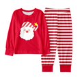 thumbnail image 1 of Gunia Boys Pajamas Cozy Winter Santa Print Pajama Long Sleeve Top Striped Pants Girls Holiday Family Matching Outfit Pjs 11-12 Years, 1 of 6