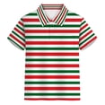 thumbnail image 1 of Gunia Boys Polo Shirt Striped Shirt With Floral Buttons Lapel Collar Pocket Casual Top Teenagers Youth Stylish Gentleman Golf Hawaiian Shirts For Boys 3-14 Years, 1 of 4