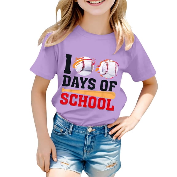 Gunia Boys Short Sleeve Shirts 100 Days Of School Boy And Girl Fashion Casual Print Crewneck Loose Short Sleeve Cosy Tshirts Tops 3-4 Years