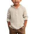 thumbnail image 1 of Gunia Boys Summer Hooded Shirt Long Sleeve Button Down Beach Top Breathable Solid Color Casual Wear For Teen Youth Children 4-17 Years, 1 of 4