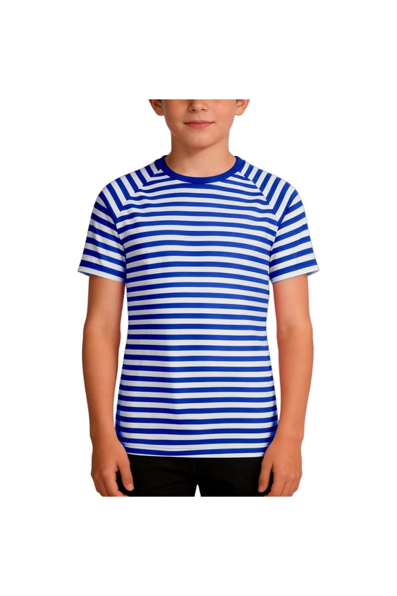 Boys T Shirts Stripe Print Short Sleeve T Shirt Colorful Festive Graphic Tee Comfortable Top Kids Playful Casual Shirt 1-11 Years