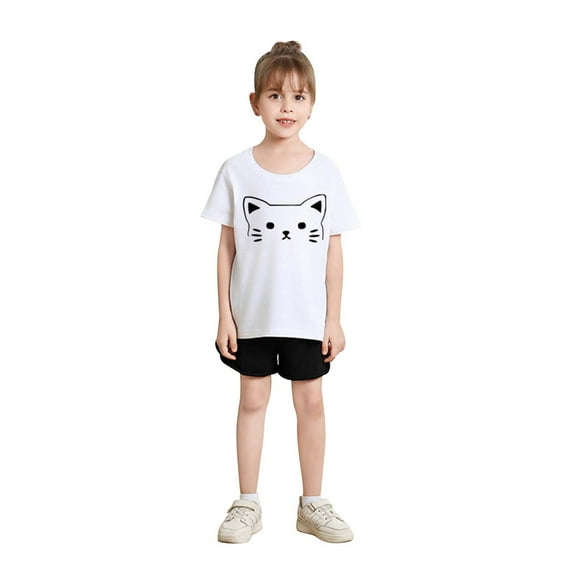Gunia Boys Tops Tees Shirts Size 4-5 Years Girl's Cartoon Print T Shirt Cute Print Short Sleeve Crew Neck Summer Casual Loose And Comfy Outwear