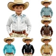 thumbnail image 1 of Gunia Boys Western Cowboy Shirts Long Sleeve Print Shirt Tops Casual Button Up Blouse Youth Boys T Shirts White 6-7 Years, 1 of 5