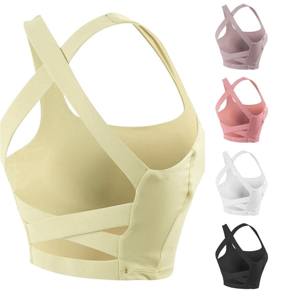 Gunia Built In Bra Women Tank Tops Shockproof Running Sports Bra With Padded Inserts Back Yoga For Training Workout Vest Camisole Tops For Women Yellow
