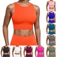 thumbnail image 1 of Gunia Built In Bra Tank Top For Women Built In Padded Top Racerback Vest Sports Bra Open Back Cami Tops For Women Orange, 1 of 4