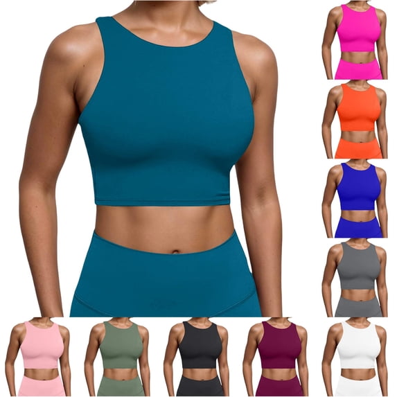 Gunia Built In Bra Women'S Tank Tops Built In Padded Top Racerback Vest Sports Bra Open Back Womens Camisole Tank Tops Navy