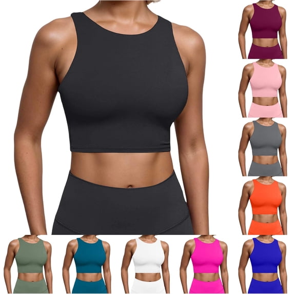 Gunia Built In Bra Womens Tank Top Built In Padded Top Racerback Vest Sports Bra Open Back Womens Camisole Black