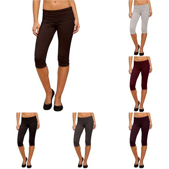 Gunia Capri Pants For Women Casual Pure Color Slim Fit Capri Leggings Pants Summer Pants